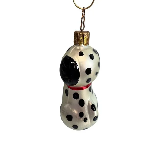 Whitehurst Dog Ornament Dalmation Glass Black White Red Collar 3.5" - Picture 5 of 6